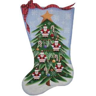 Rebecca Wood Designs Santa Tree Stocking Needlepoint Canvas by Rebecca Wood Designs (thumbnail)