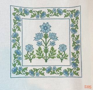 Blue Block Print Floral by Stitching with Stacey (thumbnail)