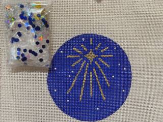 Star of Bethlehem on Night Sky w/Clear Dome & Confetti by Kate Dickerson Needlepoint Collections (thumbnail)