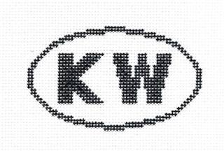 Sign Oval ~ "KW" KEY WEST, FLORIDA SIGN Oval handpainted 13 Mesh Needlepoint Canvas Silver Needle by Silver Needle (thumbnail)