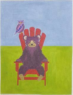 Zecca Bear On An Adirondack Chair Needlepoint Canvas by Zecca (thumbnail)