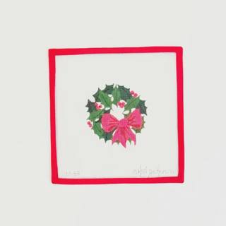 Christmas Ornament - Holly Wreath with Red Bow by Kate Dickerson Needlepoint Collections (thumbnail)