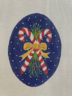 Candy Canes w/Greenery & Gold Bow by Kate Dickerson Needlepoint Collections (thumbnail)