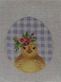 Chick with Flower Lilac by Kelly Clark Needlepoint (Colonial Needle) (thumbnail)