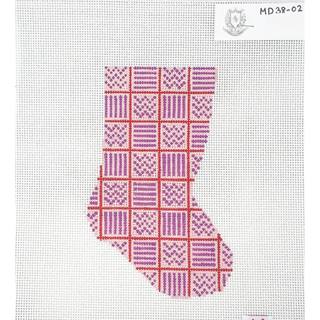 Geometric Mini Stocking in Pinks and Purple by Mopsey Designs (thumbnail)