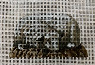 nativity doll, laying down sheep by Susan Roberts Needlepoint (thumbnail)