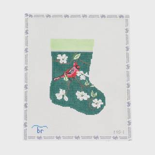 Cardinal And White Dogwood Mini Stocking by Blue Ridge Stitchery (thumbnail)