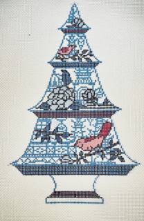 AFCT01 Blue and Red Bird Tree by Anne Fisher Needlepoint (thumbnail)