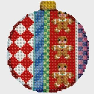 NTG TS622 - Gingerbread Jolly Stripe Ball Ornament by Two Sisters Needlepoint (thumbnail)