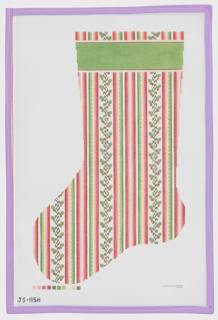 Floral Stripe Christmas Stocking by Jeni Sandberg Needlepoint (thumbnail)