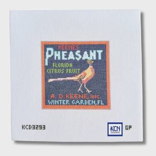 Vintage Orange Label - Pheasant Needlepoint Canvas by KCN Designers (thumbnail)