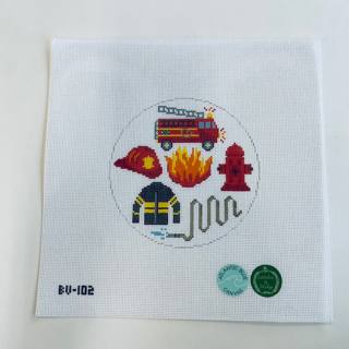 Firefighter Round Canvas by Atlantic Blue Canvas (thumbnail)