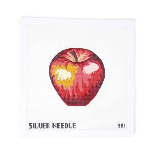 Red Apple Ornament by Kelly Clark Needlepoint (Colonial Needle) (thumbnail)