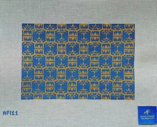 Navy & Gold Pagoda Print Clutch by Anne Fisher Needlepoint (thumbnail)