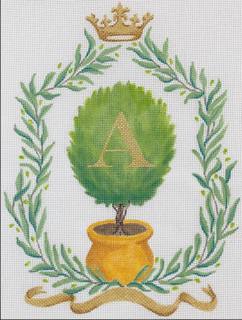 Olive Topiary - could add monogram by Kate Dickerson Needlepoint Collections (thumbnail)