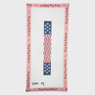 US Flag Wave Key Fob by Susan Roberts Needlepoint (thumbnail)