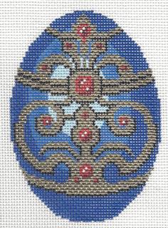 Faberge Egg - Blue & Gold w/Red Jewels by Lee's Needle Arts (thumbnail)