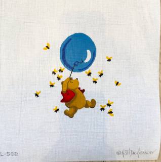 Pooh with balloon by Kate Dickerson Needlepoint Collections (thumbnail)