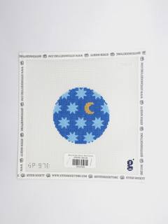 Moon & Stars Round - Blue Canvas by Goodpoint Needlepoint (thumbnail)
