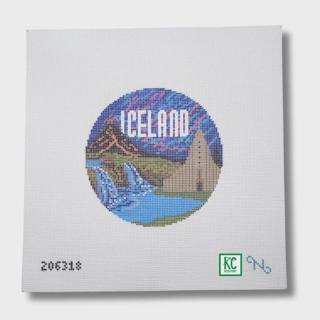 Iceland Travel Round Canvas by Needlepaint (thumbnail)