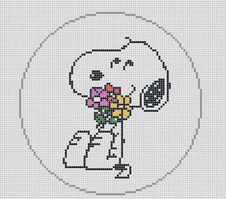 M-Snoopy Hugging Flowers by Officially Needlepoint (thumbnail)