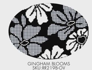 Gingham Blooms Black & Ivory Oval by Rachel Barri Designs (thumbnail)