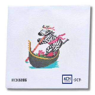 Dolce Vita Wooden Boat Club Zebra Gondolier Needlepoint Canvas by KCN Designers (thumbnail)