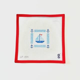 Sailboat Square Mini Sign by Goodpoint Needlepoint (thumbnail)