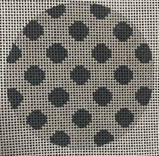 Bright Disk Letter – Grey on Grey Polka Dots, Red Letter by Kate Dickerson Needlepoint Collections (thumbnail)