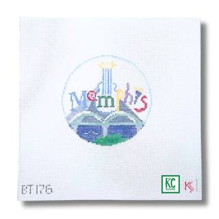 Memphis Travel Round Canvas by Kathy Schenkel (thumbnail)
