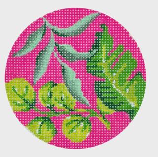 M-KCB 54J24 Fuchsia Banana Leaf by Kelly Clark Needlepoint (Colonial Needle) (thumbnail)