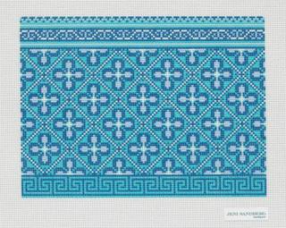 Hewitt Clutch Canvas - Blue by Jeni Sandberg Needlepoint (thumbnail)