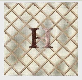 Planet Earth 4" Square Insert Lattice - tans on sand by Kate Dickerson Needlepoint Collections (thumbnail)