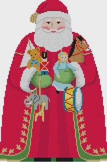 Santa with Toys, Tree Topper - Front by Liz Goodrick-Dillon (Tapestry Tent, via Susan Roberts) (thumbnail)