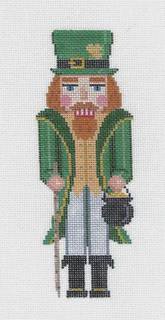 Nutcracker ~ IRISH Nutcracker with Pot of Gold handpainted 18 Mesh Needlepoint Ornament by Susan Roberts by TS Designs (thumbnail)