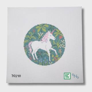 Unicorn Forest Fantasy Round Needlepoint Canvas by Needlepaint (thumbnail)