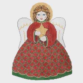 Red Star Angel Tree Topper Front by Susan Roberts Needlepoint (thumbnail)