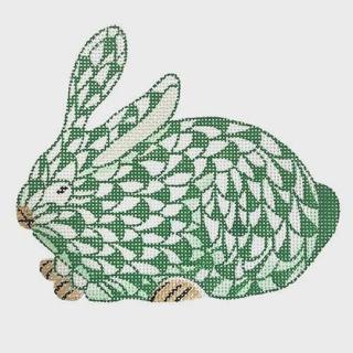 Mini Fishnet Crouching Bunny - Emerald by Kate Dickerson Needlepoint Collections (thumbnail)