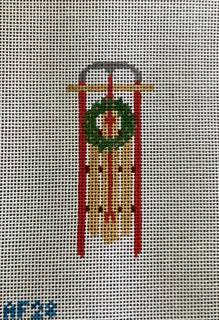 Sled w/ wreath by Stitch Style Needlepoint (thumbnail)
