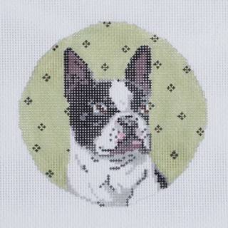 Barbara Russell Boston Terrier Dog Round Ornament Needlepoint Canvas by Barbara Russell (thumbnail)