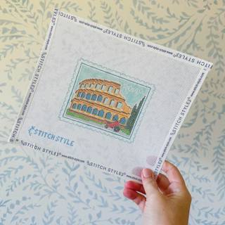 Rome Travel Stamp Canvas by Stitch Style Needlepoint (thumbnail)