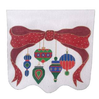 Ornaments w/ Red Bow Stocking Cuff by Meredith Collection (thumbnail)