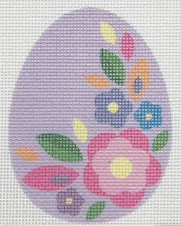 Purple Floral Flat Egg by Pepperberry Designs (thumbnail)