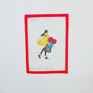 Girl in Winter Boots with Bag Full of Flowers by Patti Mann (thumbnail)