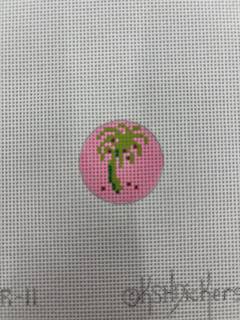 Green Palm Tree on Pink by Kate Dickerson Needlepoint Collections (thumbnail)