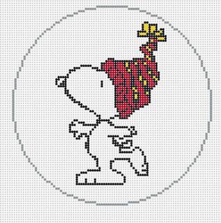 Snoopy in Stocking Cap Round by Officially Needlepoint (thumbnail)