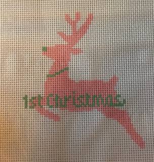 First Christmas Reindeer-pink and green by A Stitch in Time (thumbnail)