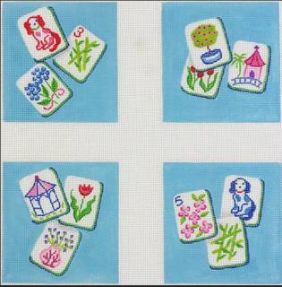 English Garden Theme Kate Dickerson Set Of Four Coasters Mahjong Tiles by Kate Dickerson Needlepoint Collections (thumbnail)