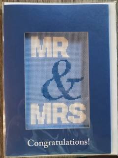 Needlepoint Card Wedding Mr&Mrs by Pixels on Cotton (thumbnail)