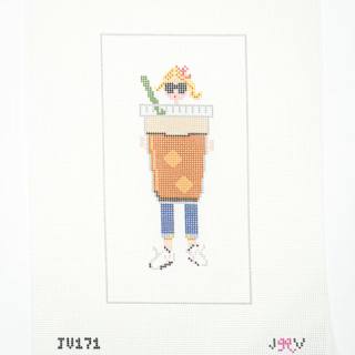 Iced Coffee Blonde Girl by Jennifer Vallez Needlepoint (thumbnail)